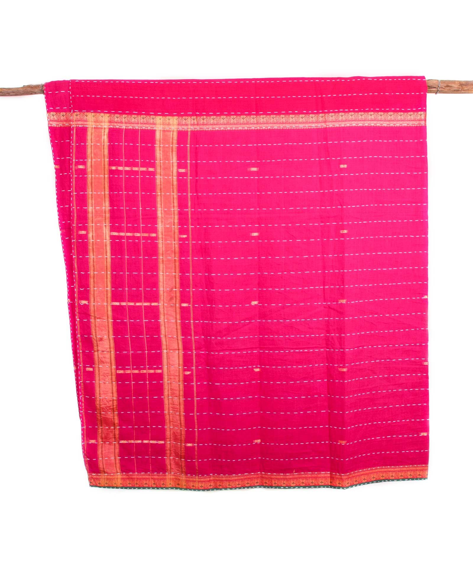 Indiskt överkast enkelsäng - handquiltad- rosa