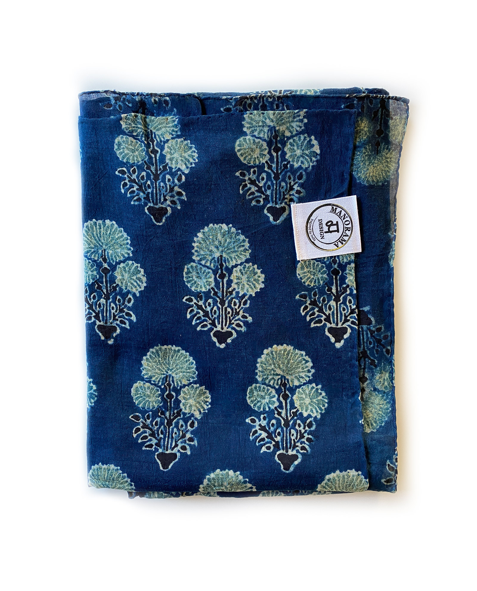 Indisk scarf - handgjord - indigo blå